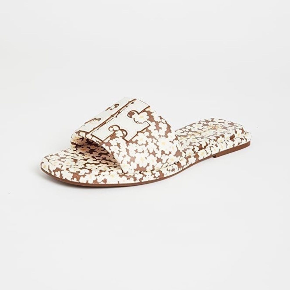 Tory Burch floral padded leather slides/sandal